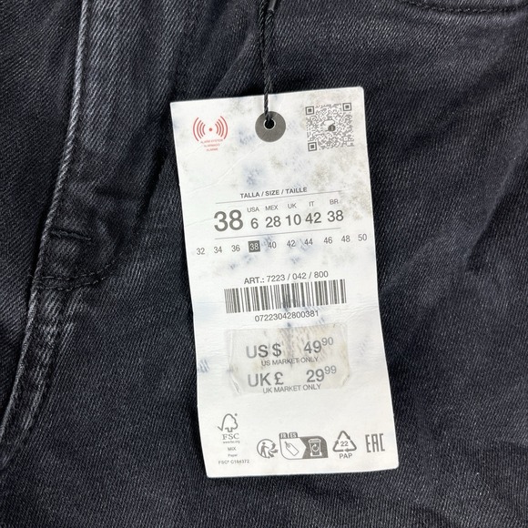 New Bootcut ZARA High Rise Flare Black Jeans Women 6/28X33 1/2 Distressed - Picture 2 of 16